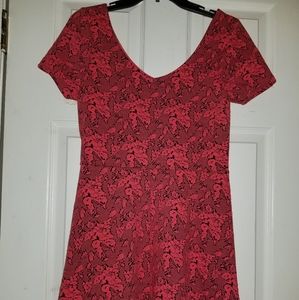 TOPSHOP New Red & black flower short sleeve dress